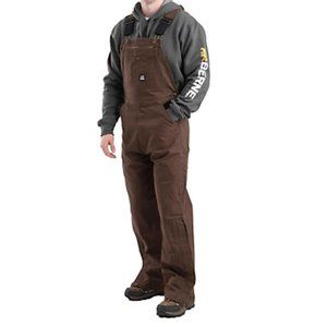 Berne Men's Washed Duck Unlined Brown Bib Overalls. Sz: 38X32